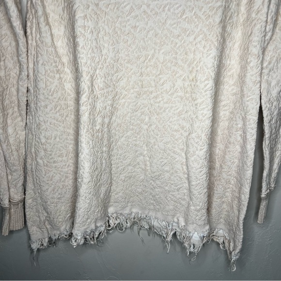 Free People Broken Glass Textured Off-Shoulder Cream Tunic Sweater - Picture 6 of 12